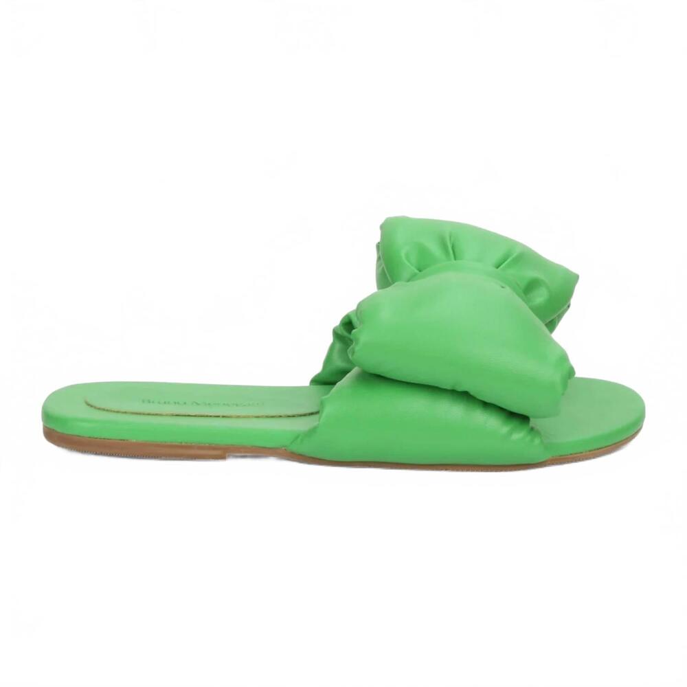 NEW BRUNO MENEGATTI women's patti super bow flat leather sandal in green